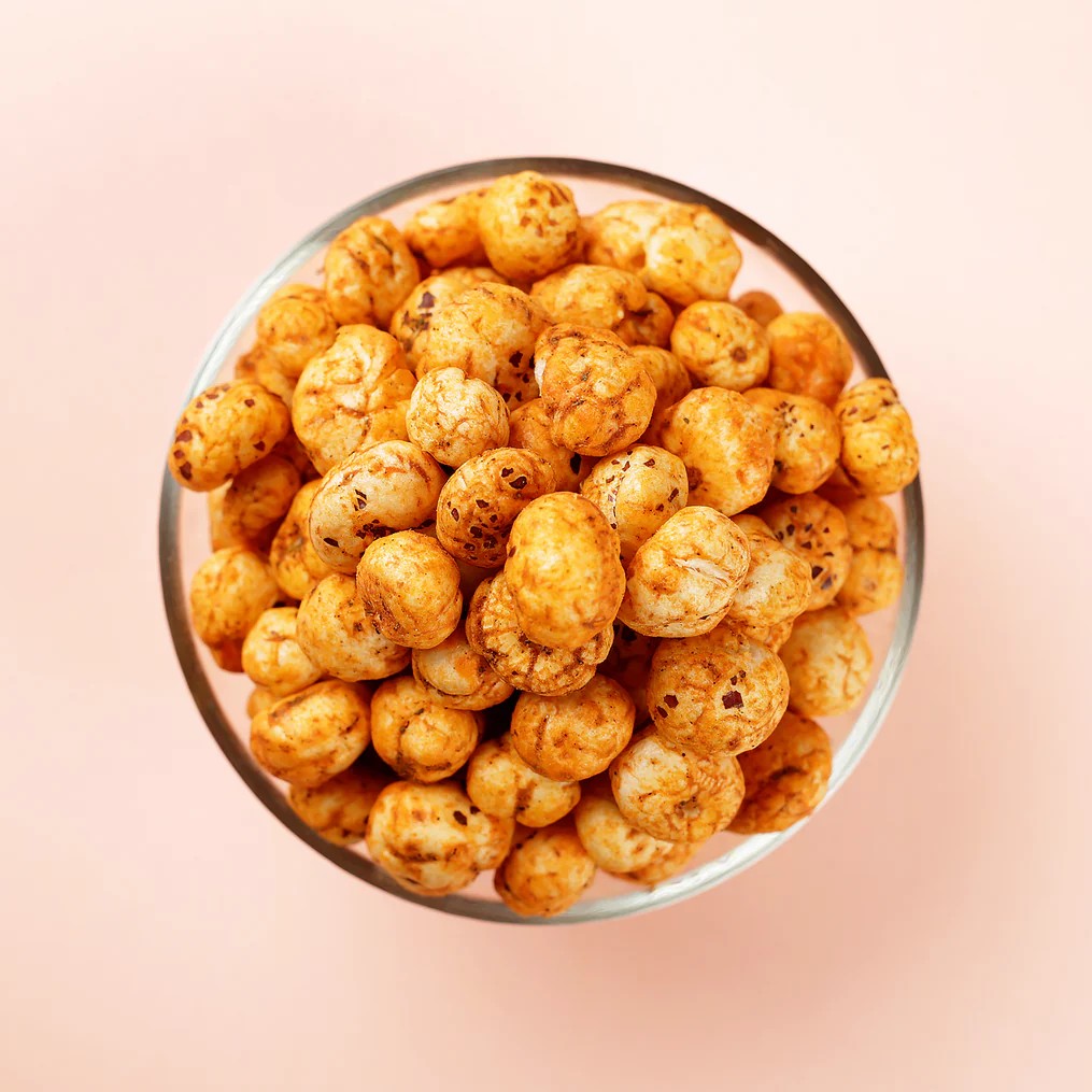 Real photo of premium roasted makhana (fox nuts) from Gyan Bhandar, Purnea